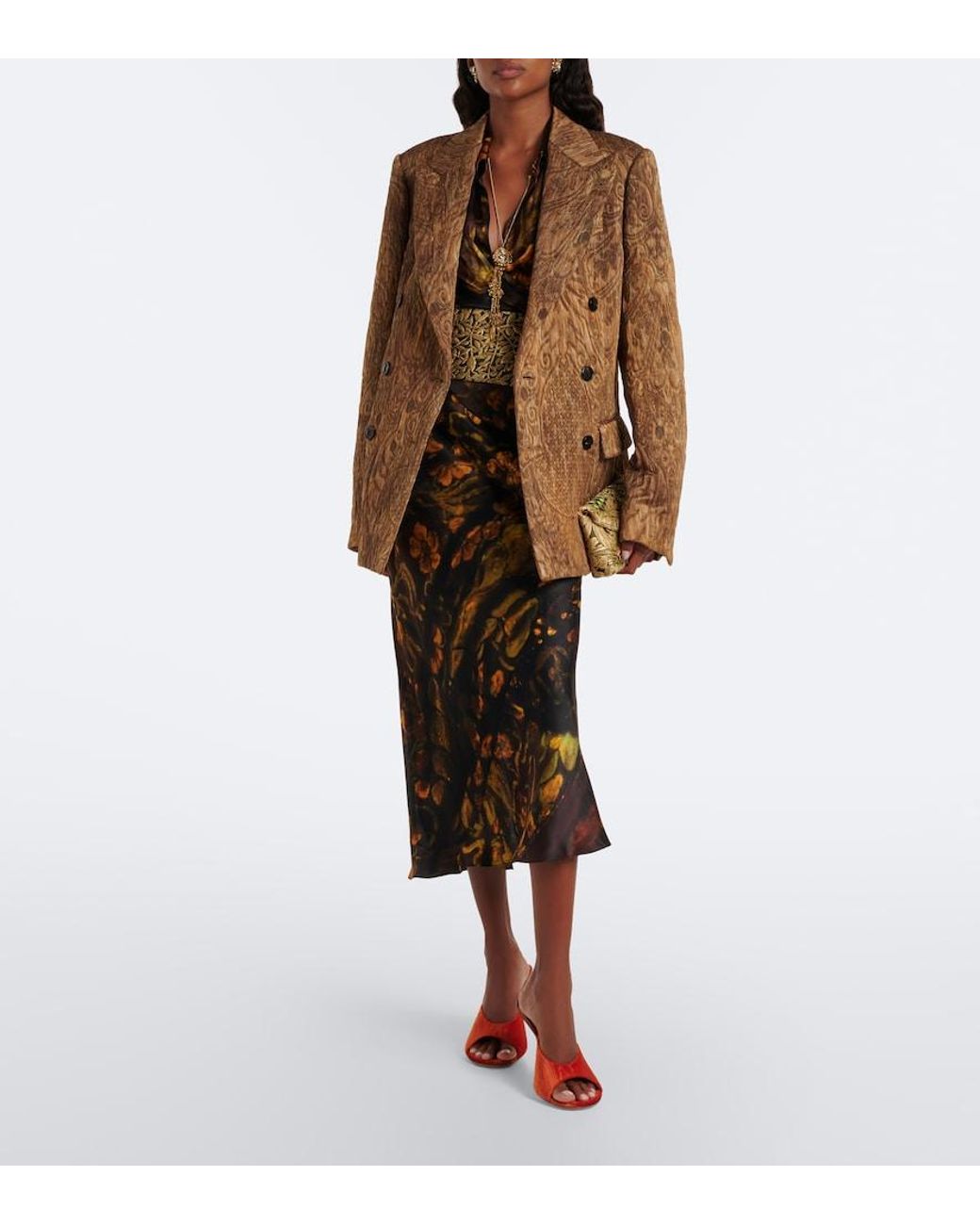Dries Van Noten Multicolor Floral Silk Satin Slip Skirt