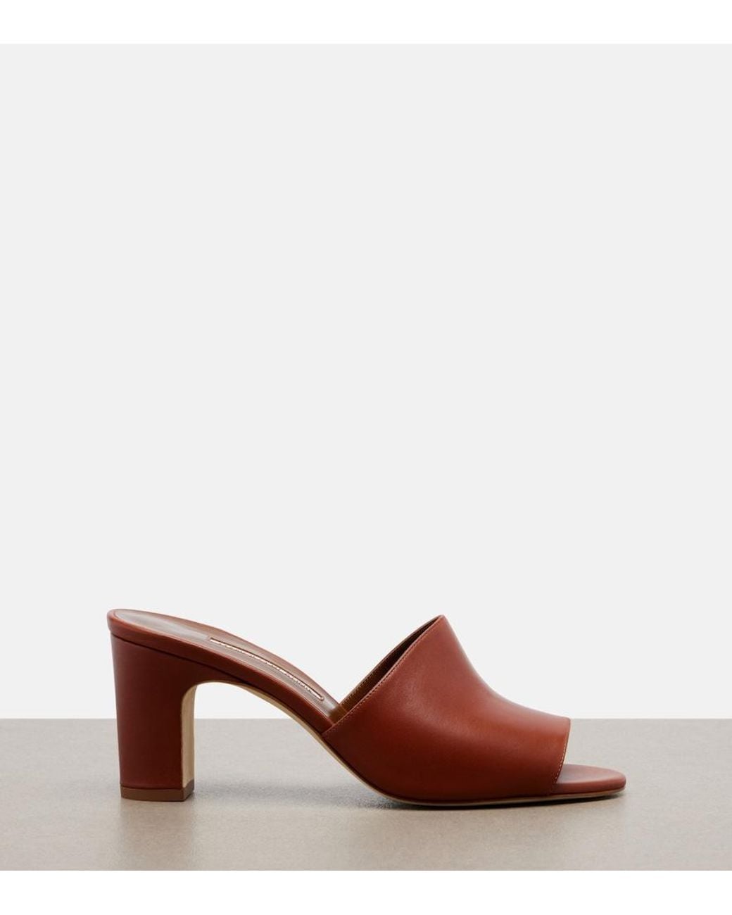 Manolo Blahnik Brown Rapalla Leather Mules