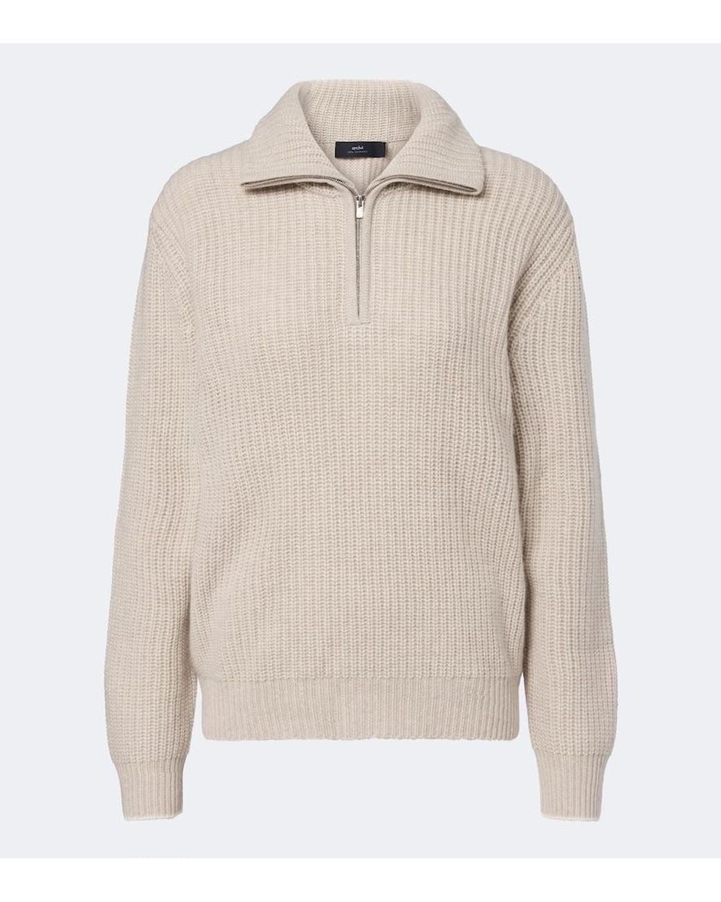 arch4 Natural Saatchi Cashmere Zip-Up Sweater