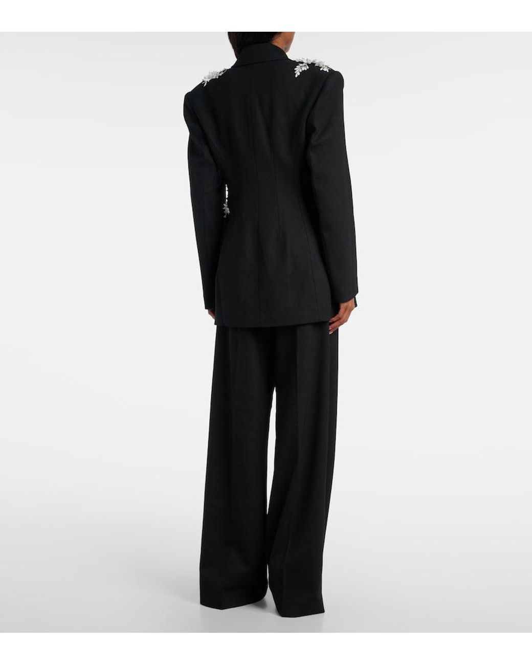 Rebecca Vallance Black Danna Floral-Applique Blazer