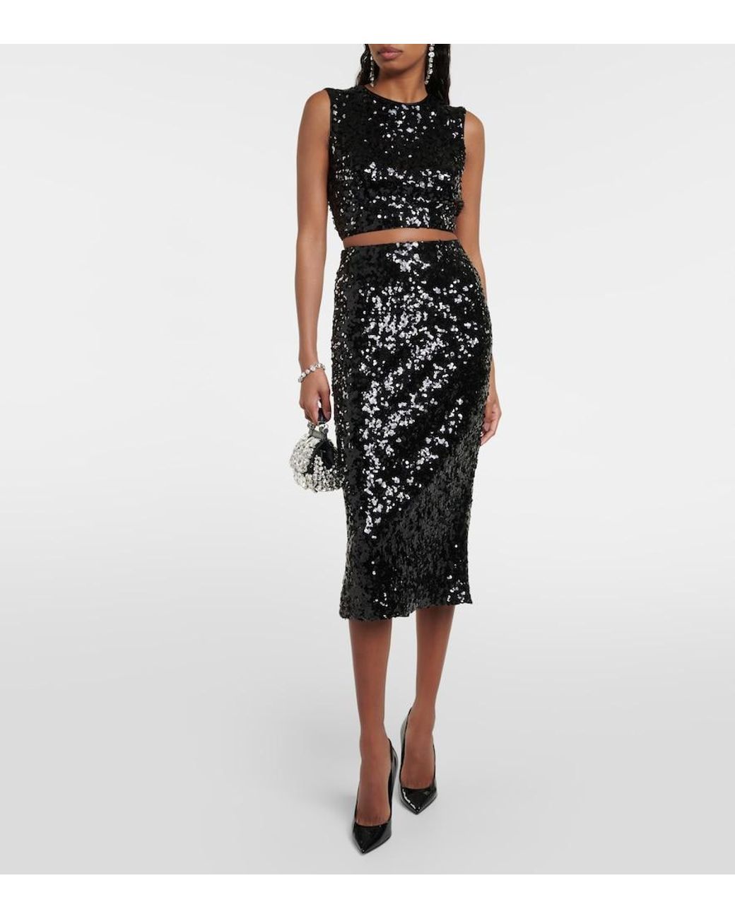 Dolce & Gabbana Black Sequined Crop Top