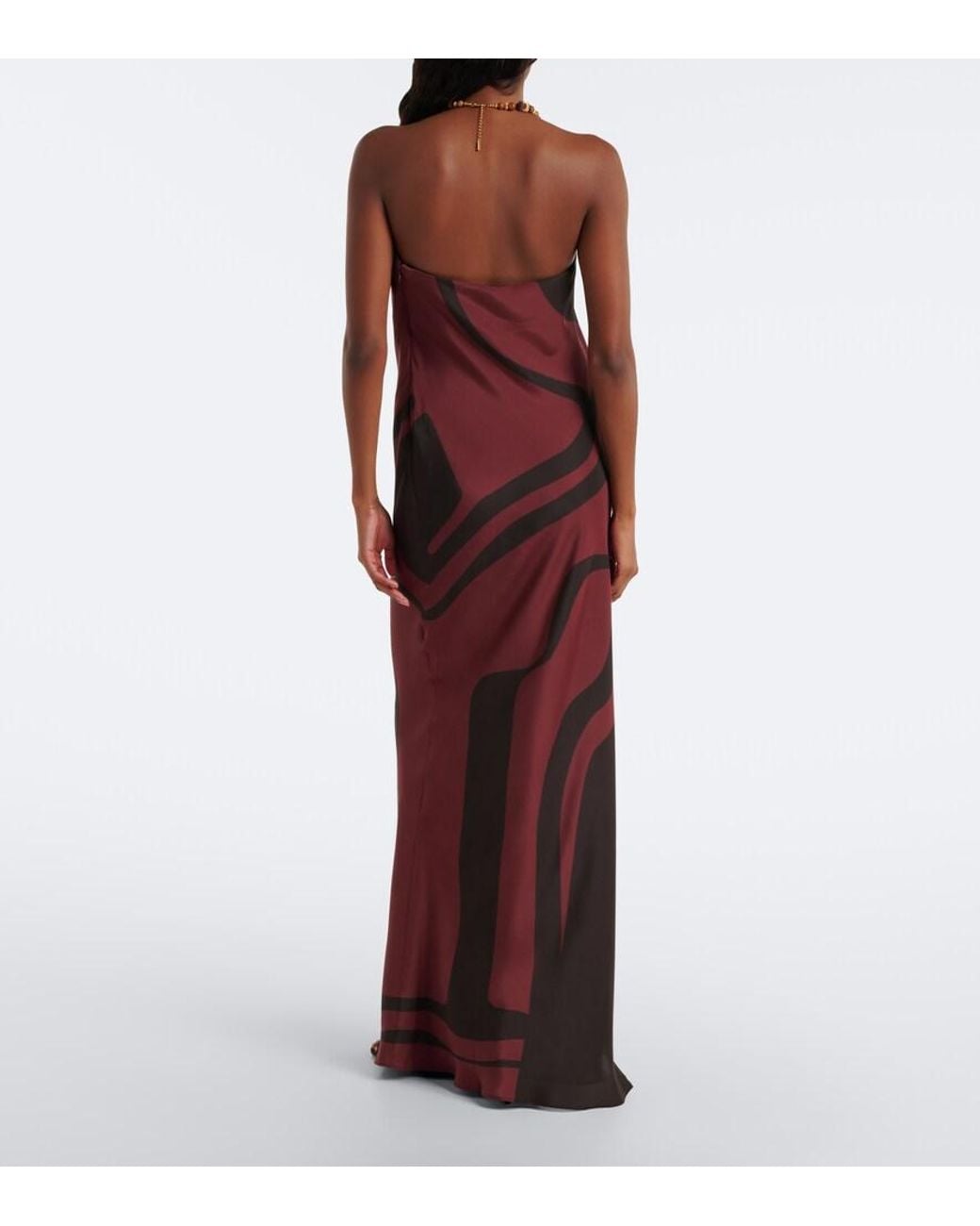 Sir Purple Printed Silk Satin Maxi Dress