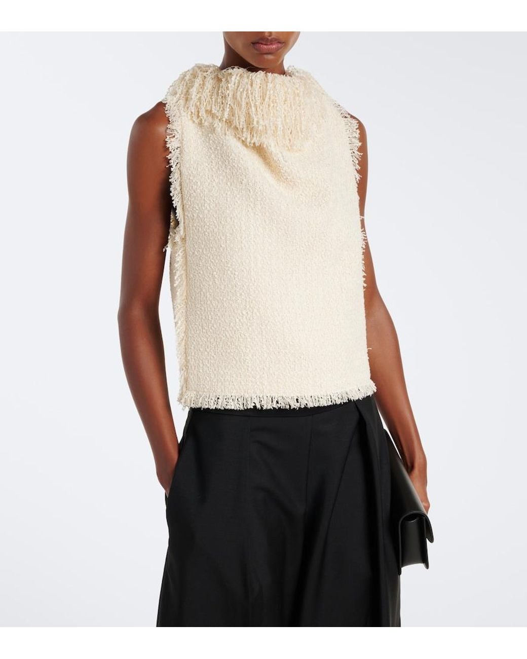 Rohe Natural Fringed Boucle Top