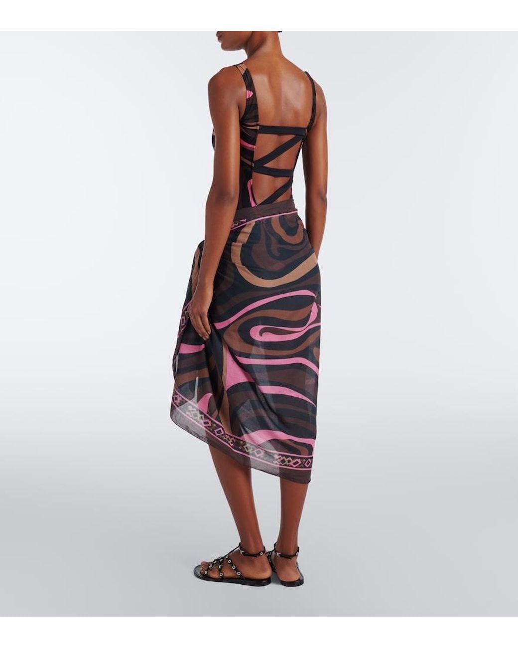 Emilio Pucci Red Marmo Cotton Beach Cover-Up