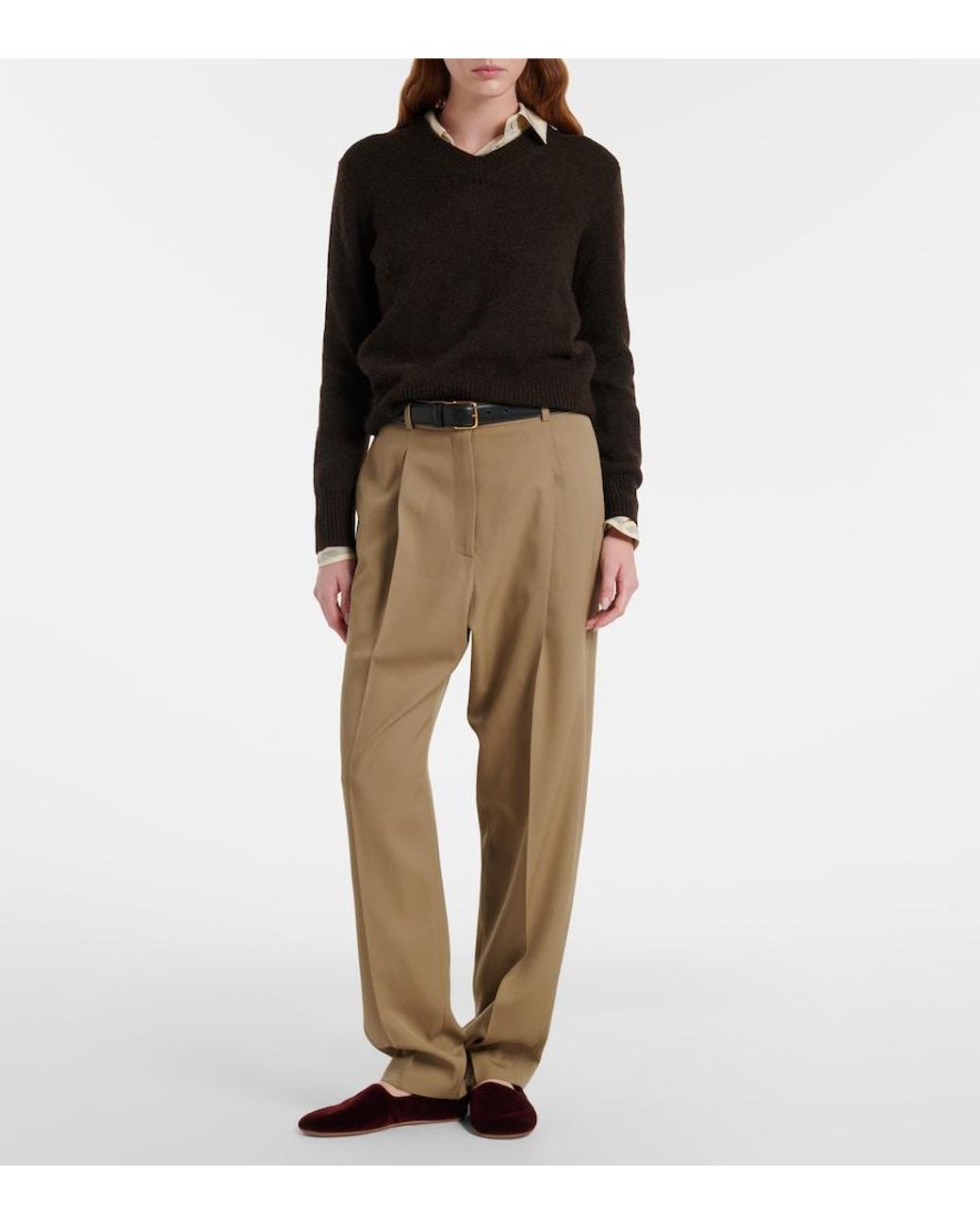 The Row Red Ponti Velvet Slip-On Shoes