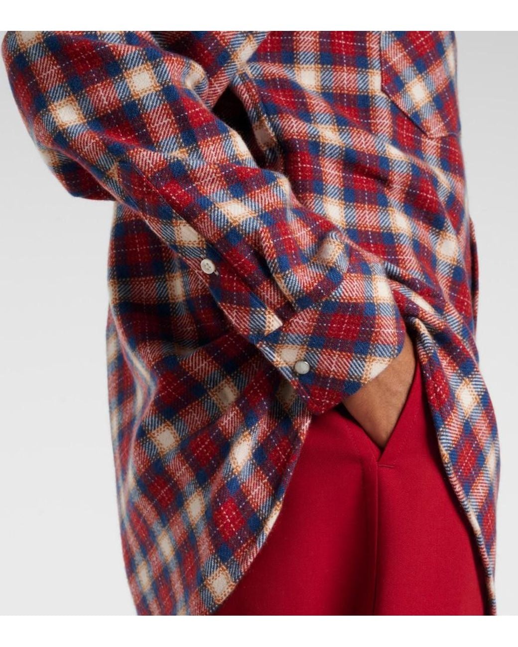 God's True Cashmere Red Tartan Cashmere Shirt