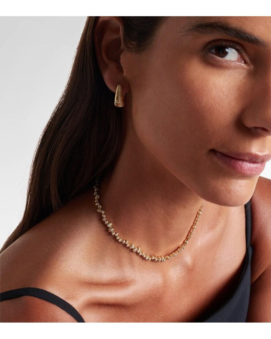 Yvonne Léon Metallic Halskette Riviere Escargot Aus 9Kt Gelbgold (375/1000) Mit Diamanten