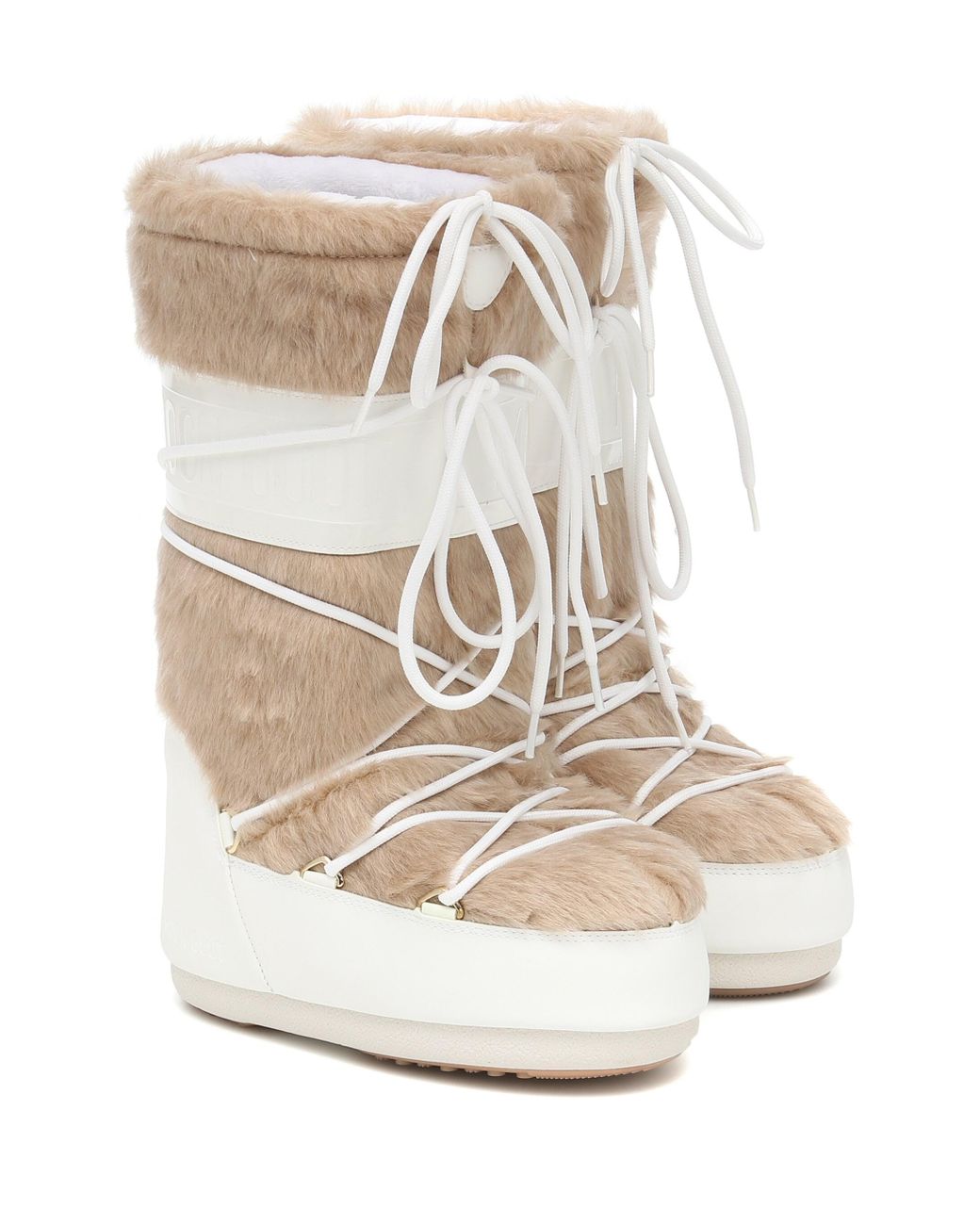 Moon Boot Classic Faux Fur Snow Boots in White | Lyst Canada