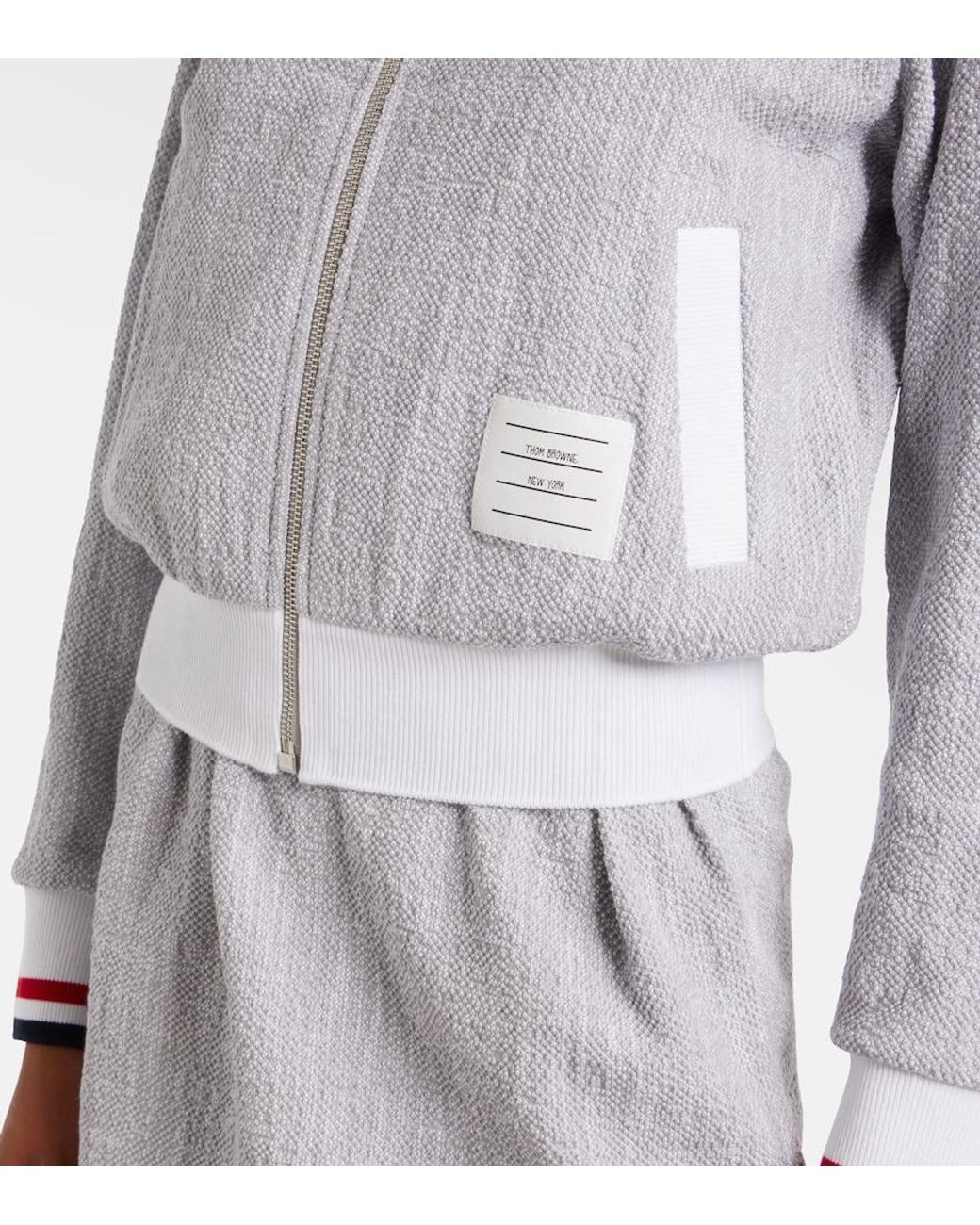Thom Browne White Cotton-Blend Bomber Jacket