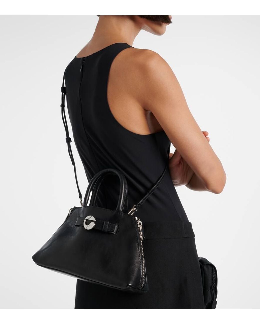 Coperni Black Data Mini Leather Tote Bag