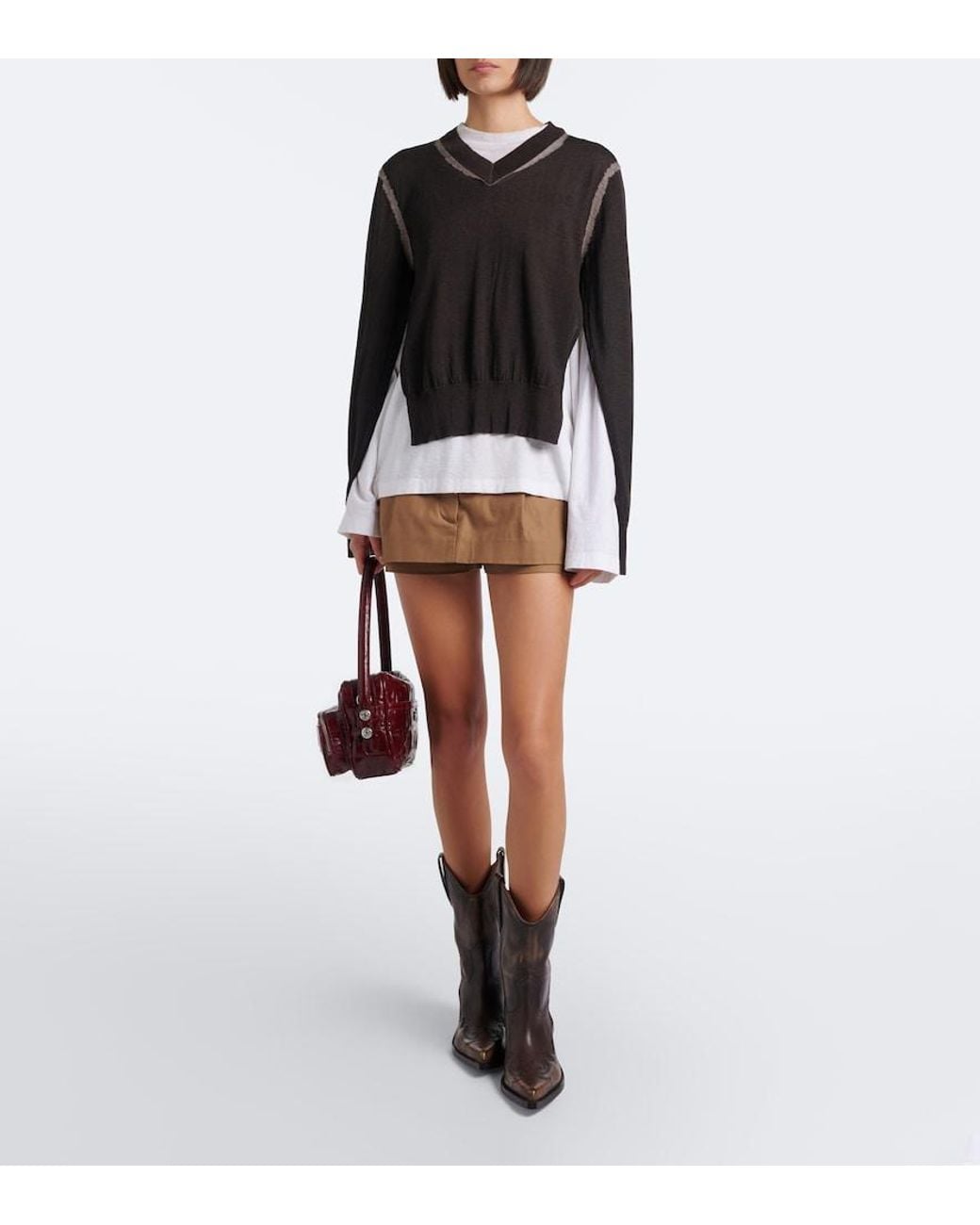 Paris Texas Brown Dakota Distressed Leather Cowboy Boots