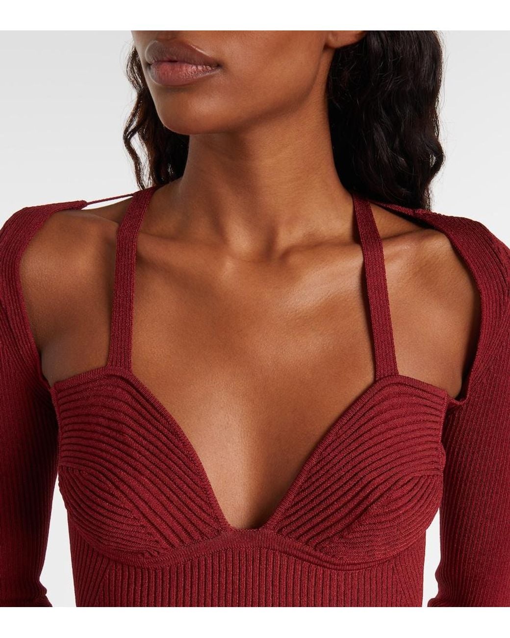 Nensi Dojaka Red Cutout Knitted Minidress