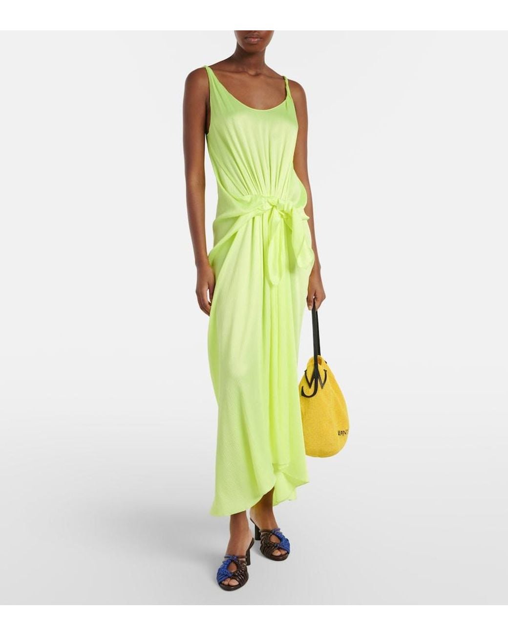 J.W. Anderson Yellow Bulb Small Beaded Leather-Trimmed Shoulder Bag