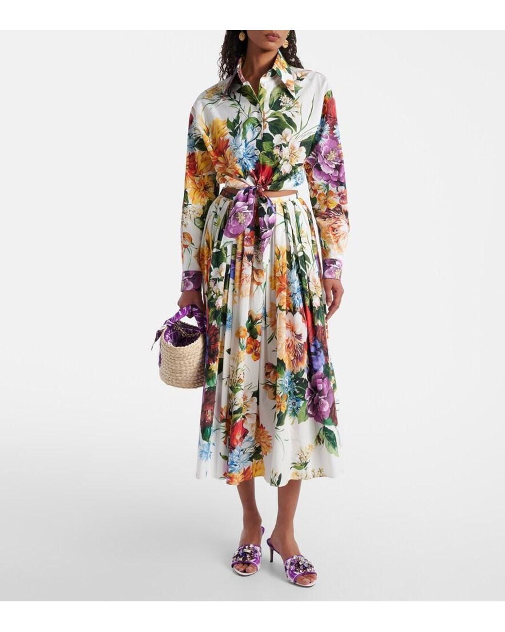 Dolce & Gabbana Purple Brocade Mules With Jewel Embroidery