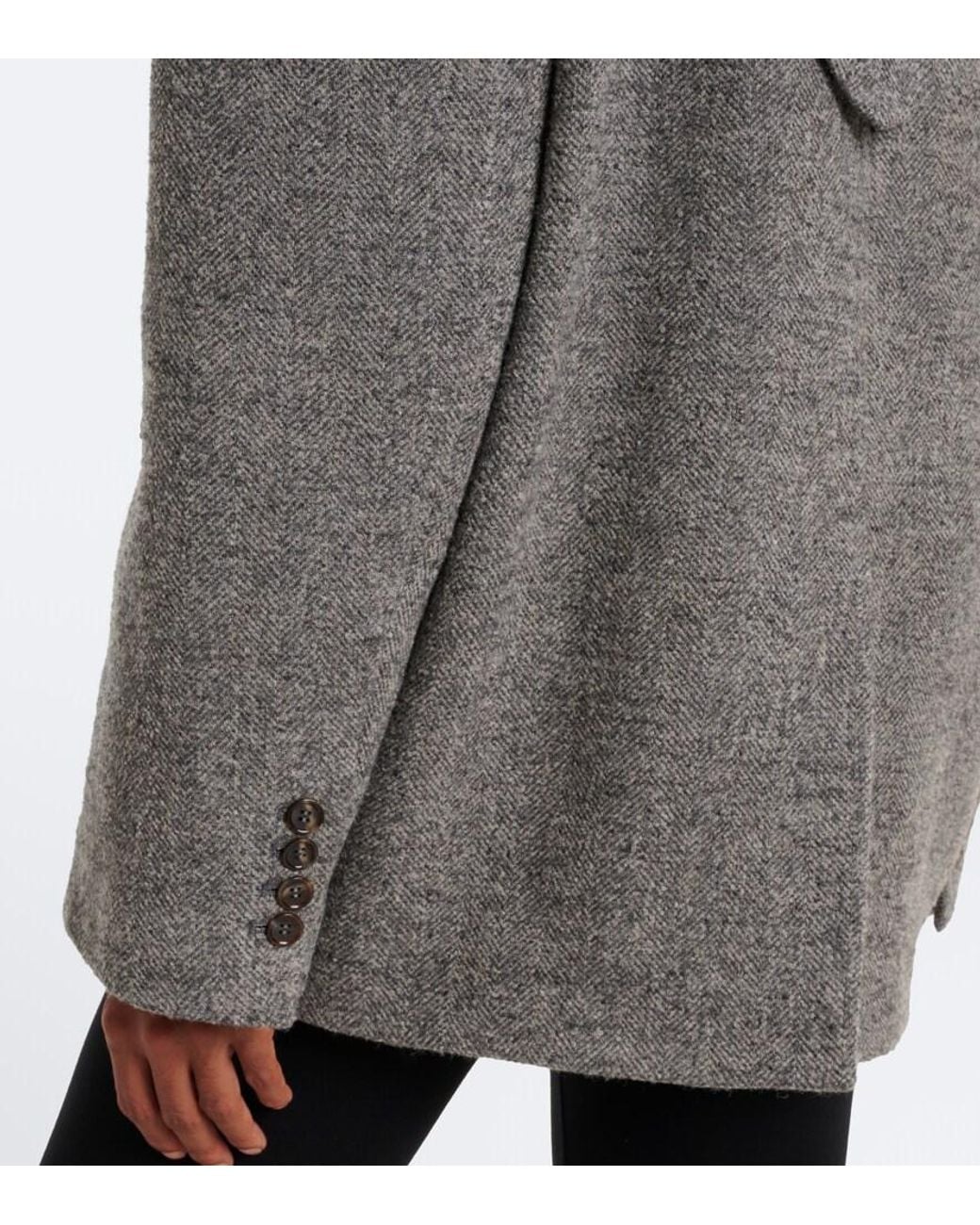 Magda Butrym Gray Herringbone Wool And Cashmere-Blend Blazer