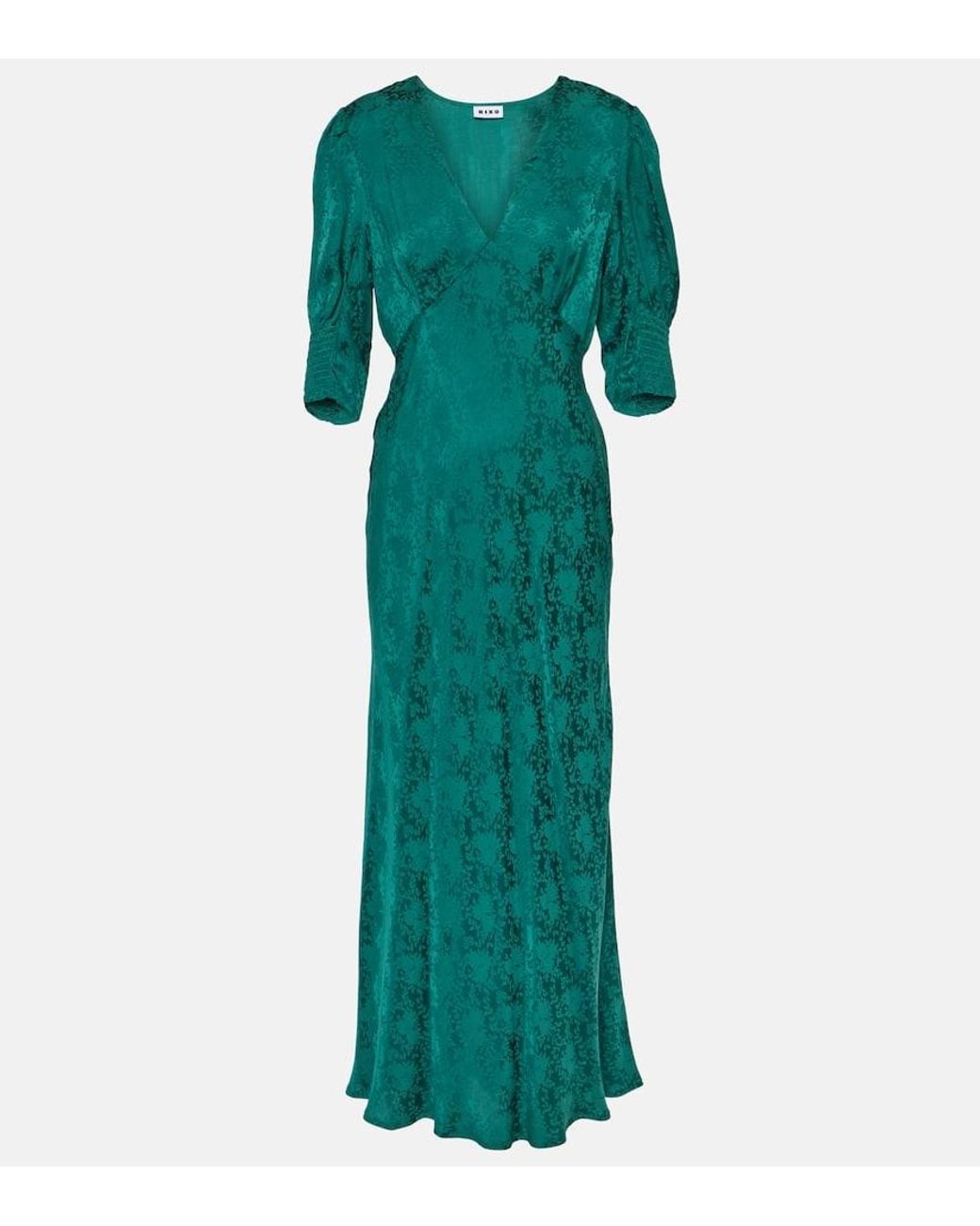 RIXO London Zadie Floral Jacquard Crepe Midi Dress in Green | Lyst