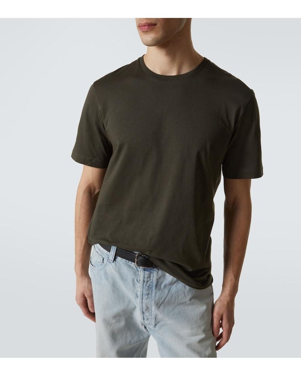 The Row Green Luke Cotton Jersey T-Shirt for men