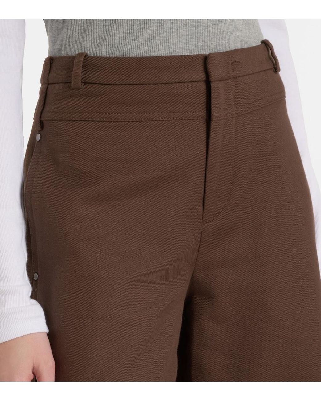 Vince Brown Cotton Twill Wide-Leg Pants