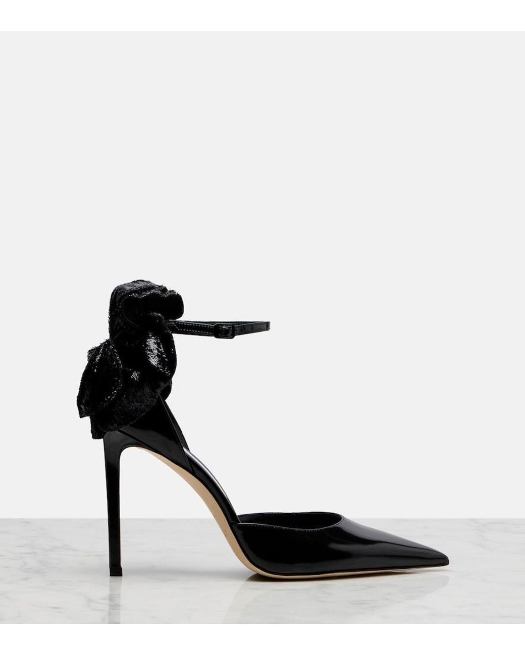 Jimmy Choo Black Marja 100 Floral-Applique Leather Pumps