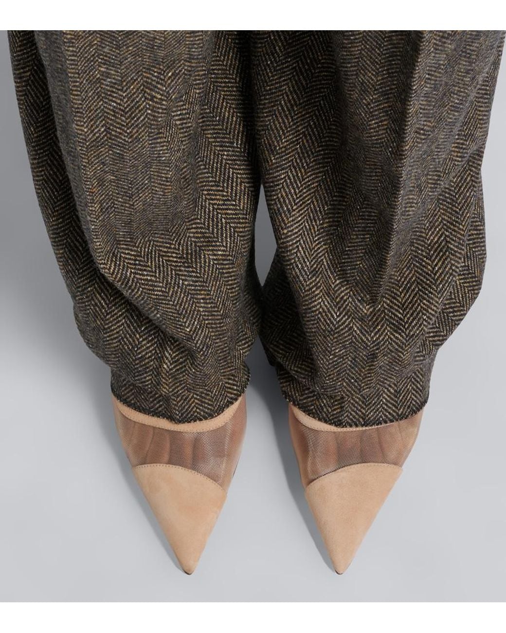 Jimmy Choo Natural Brigitte Suede And Mesh Pumps