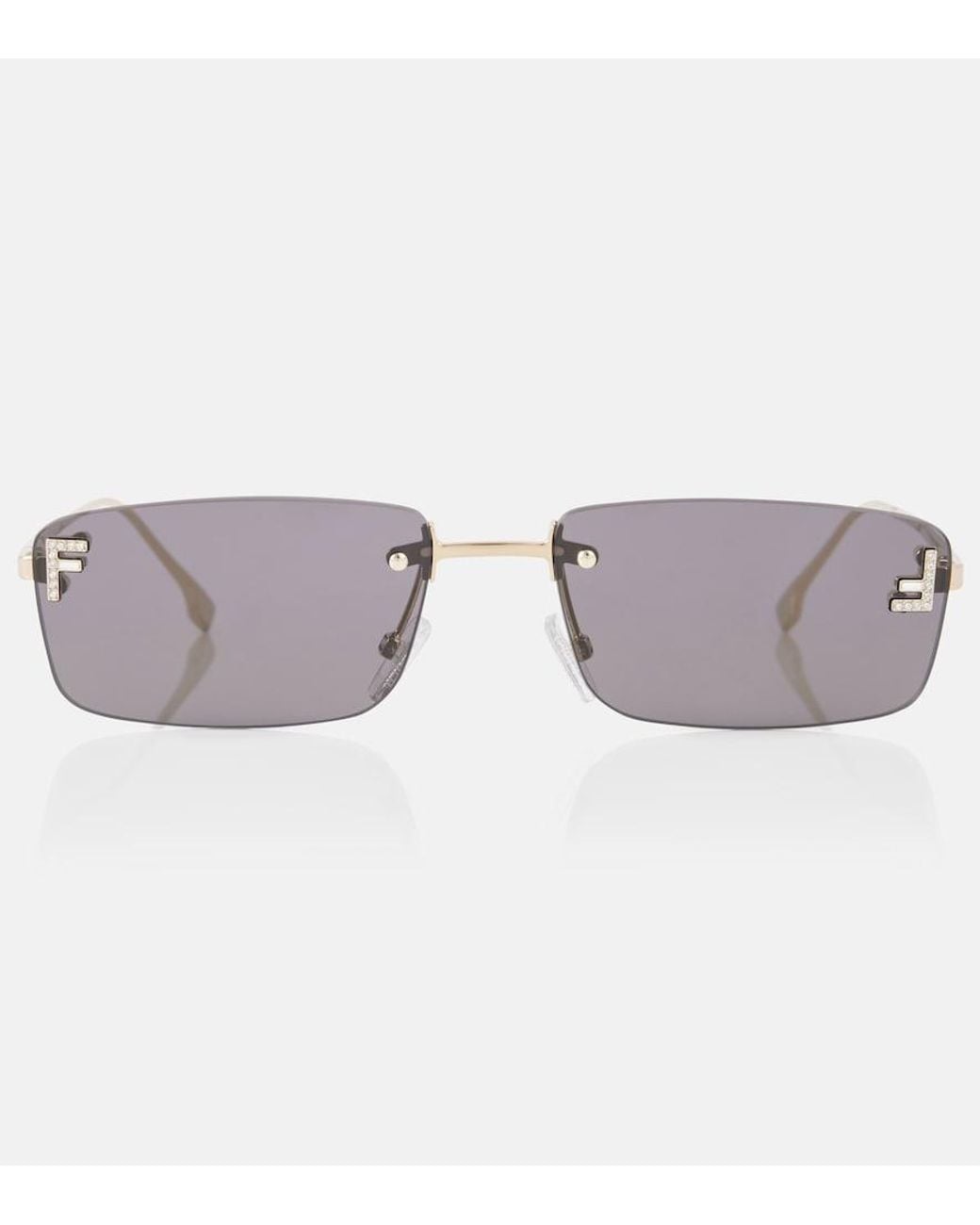 Fendi Gray Eckige Sonnenbrille First Crystal