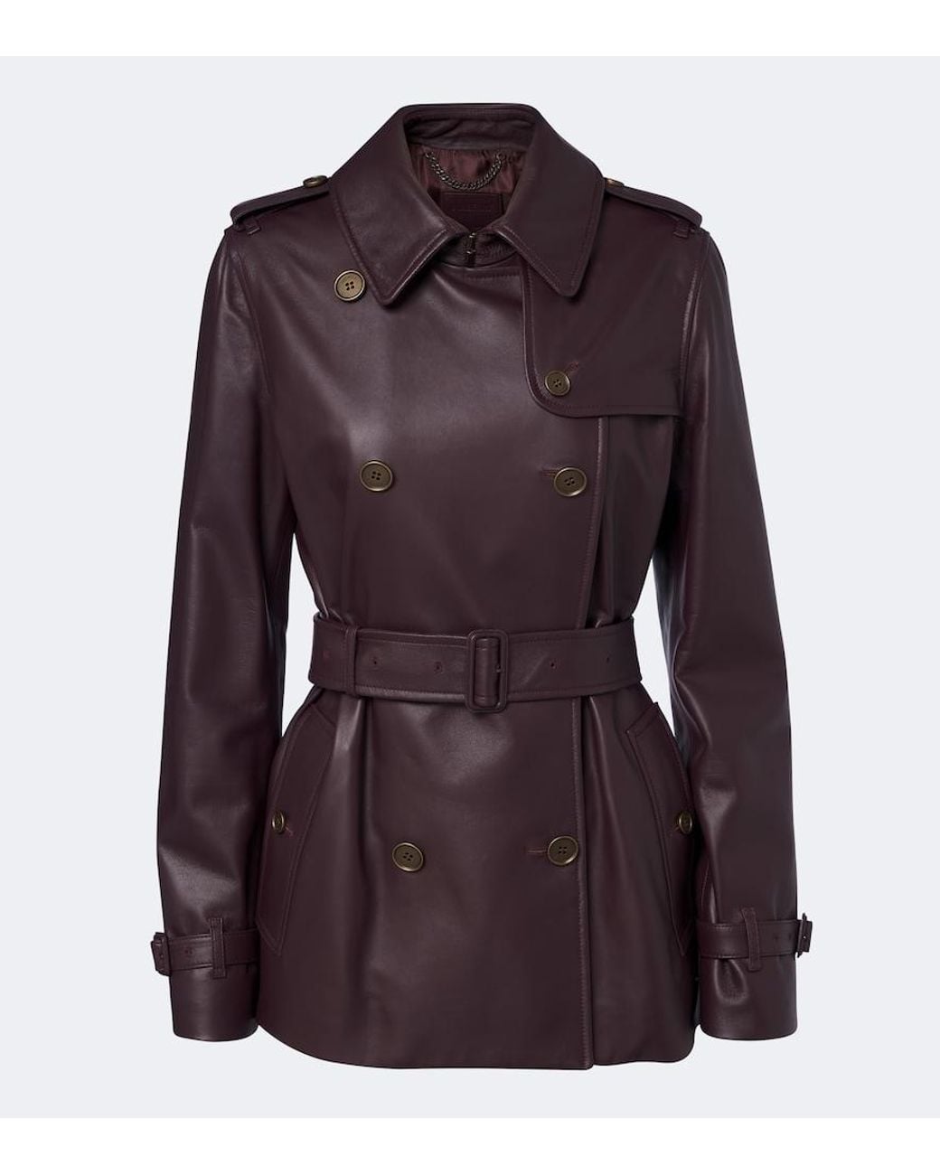 Burberry Purple Leather Trench Coat