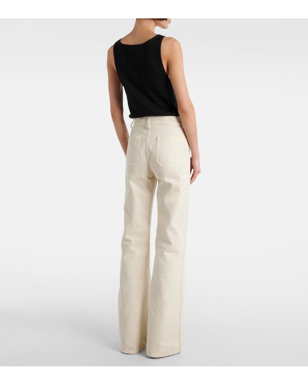 Nili Lotan Natural Florence Cotton Wide-Leg Pants
