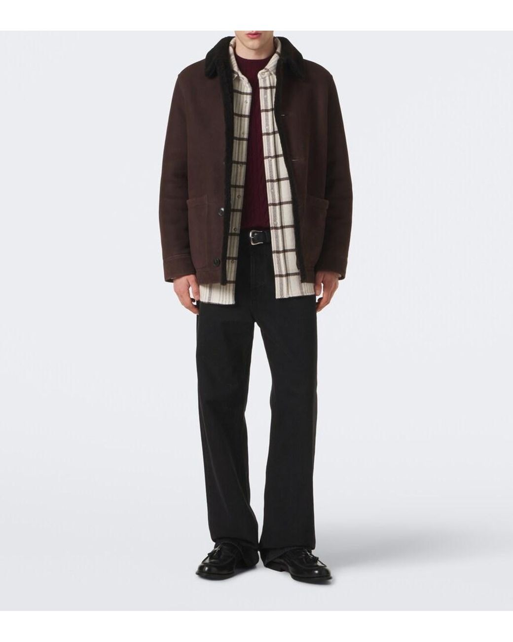 Yves Salomon Brown Shearling-Lined Suede Jacket for men
