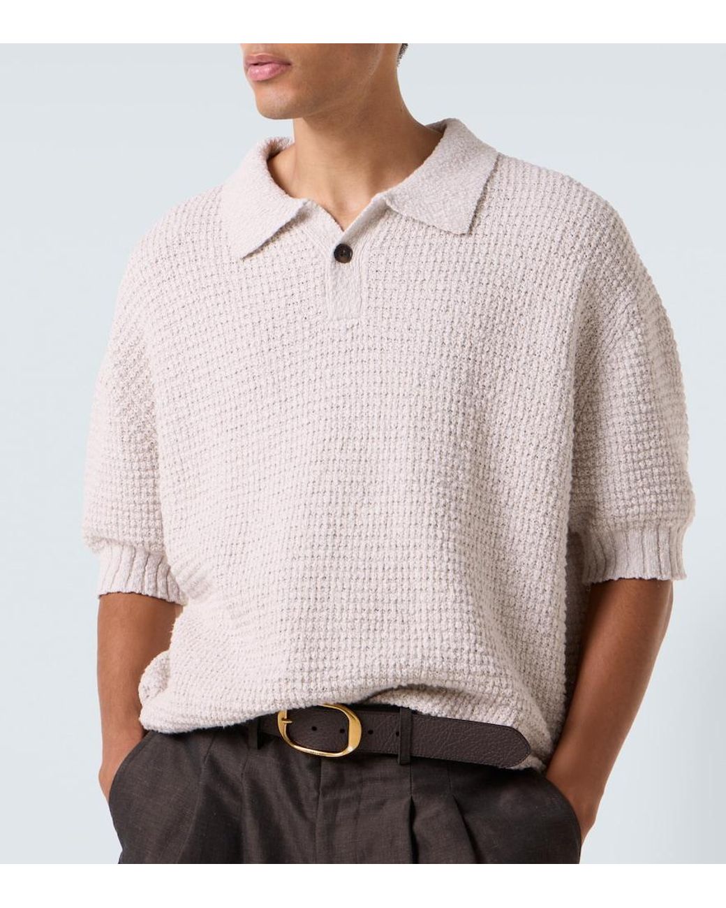Commas Pink Knitted Cotton Polo Shirt for men