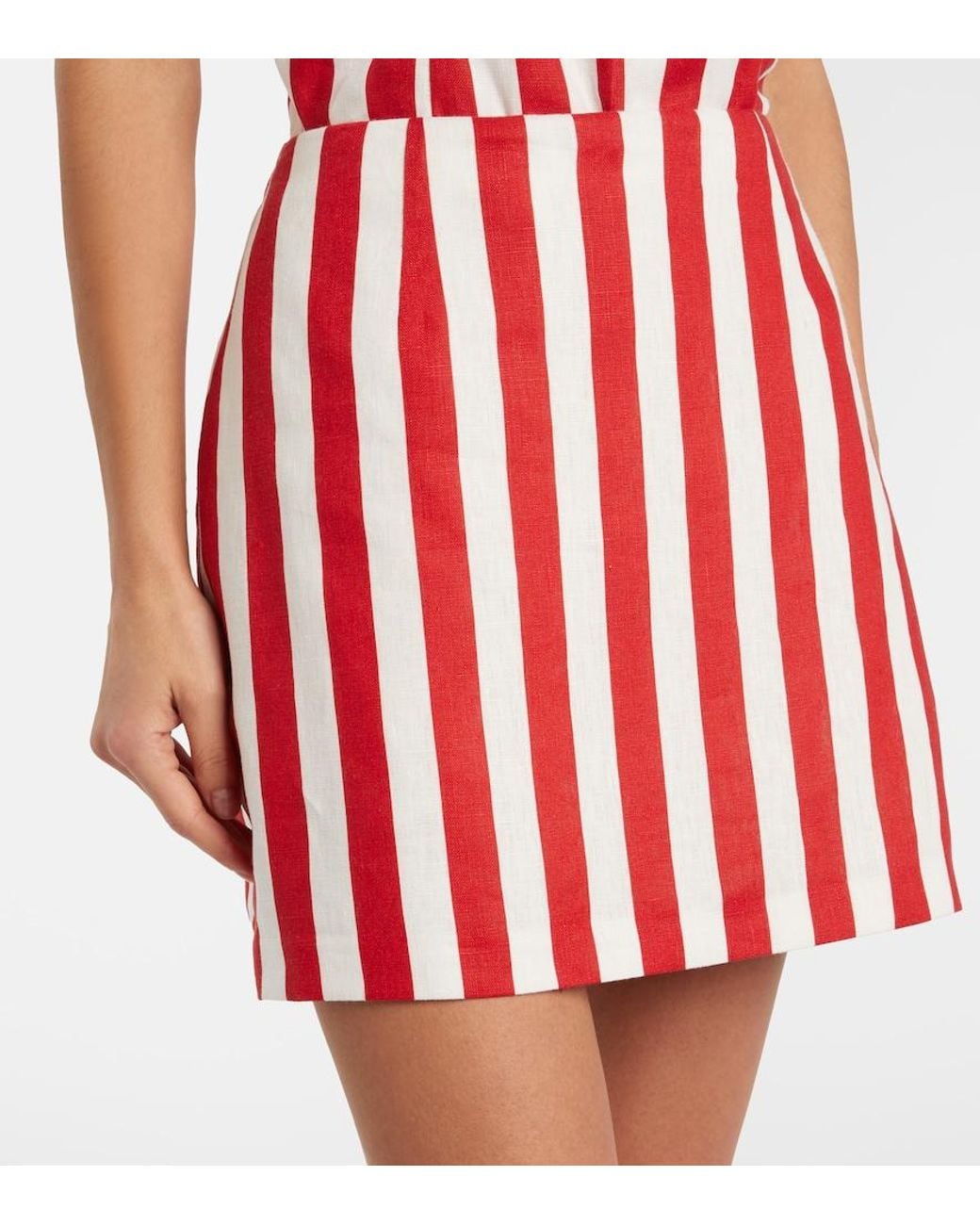 Posse Red Alice Stripped Linen Miniskirt