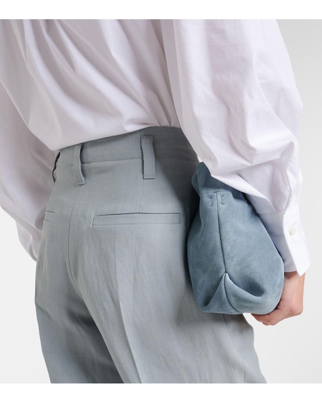 Brunello Cucinelli Gray High-Rise Straight Pants