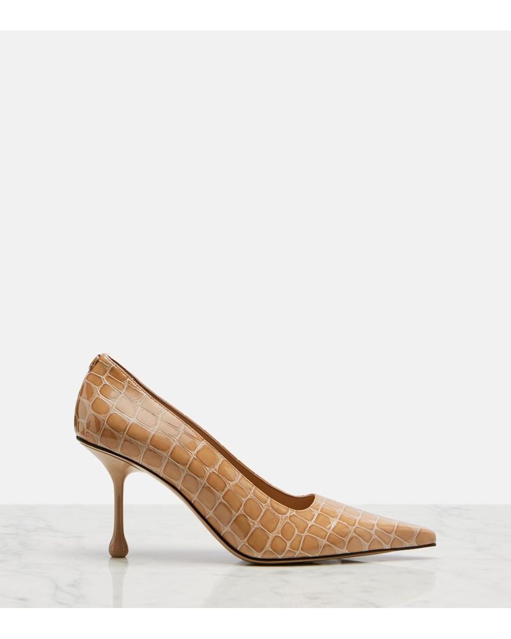 Jimmy Choo Brown Ixia Croc-Effect Patent Leather Pumps