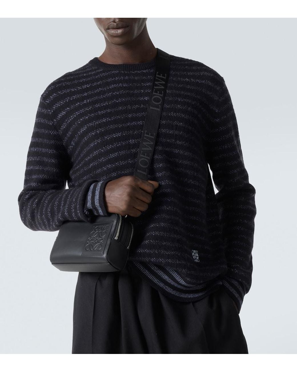 Loewe Black Patch Leather Camera Bag for men