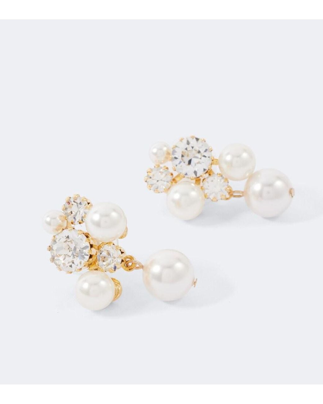 Jennifer Behr White Bristol Crystal-Embellished Faux Pearls-Plated Stud Earrings