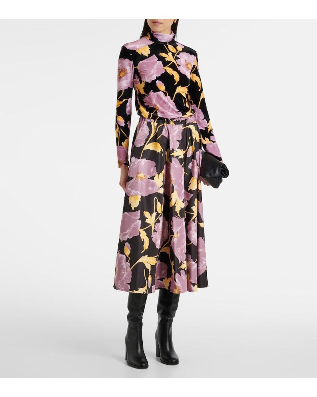 LaDoubleJ Multicolor Floral Faille Midi Skirt