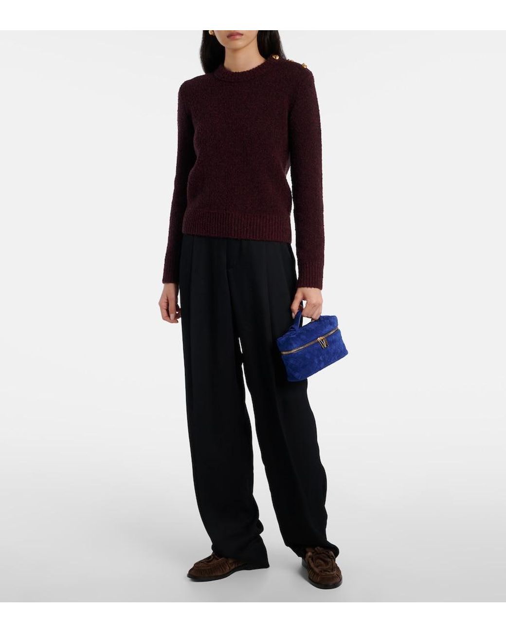 Bottega Veneta Blue Bang Bang Intrecciato Suede Vanity Bag