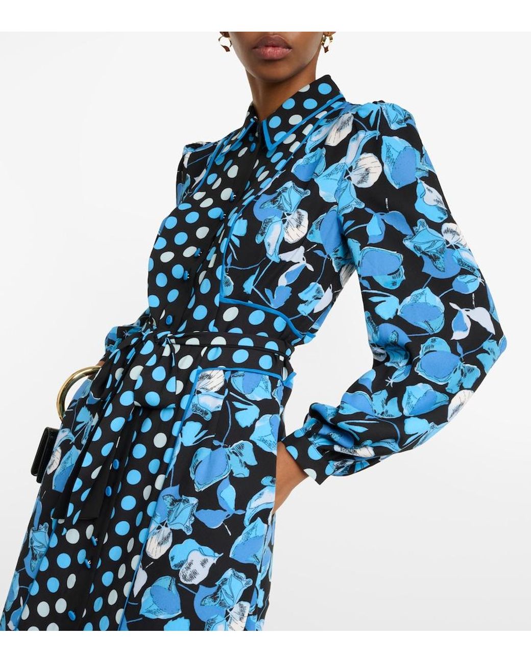 Diane von Furstenberg Blue Joshua Floral Crepe Maxi Dress