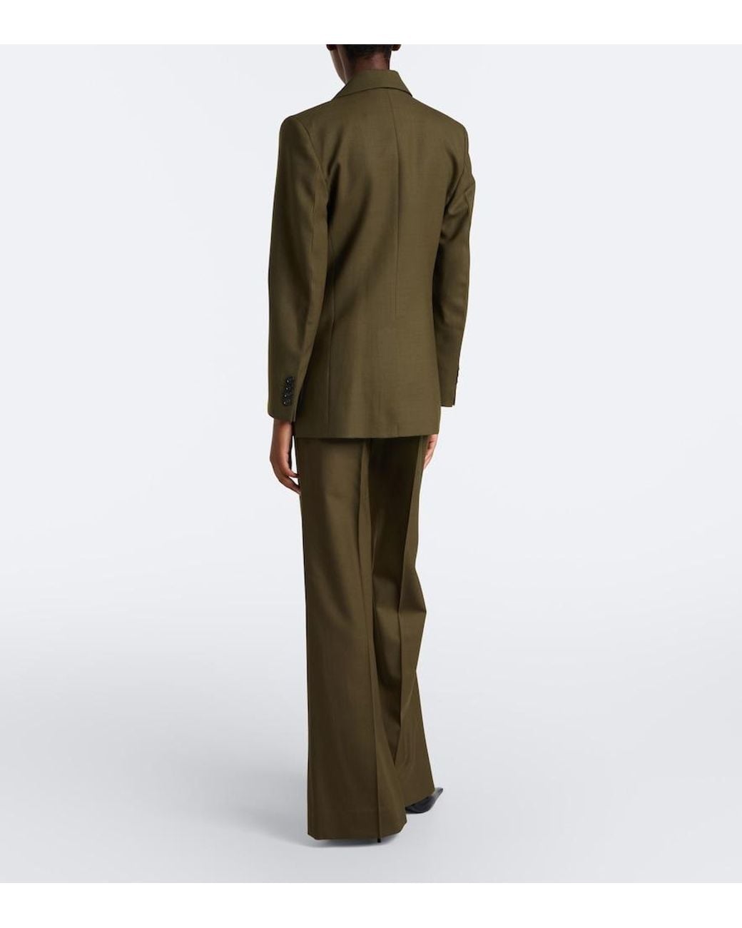 Victoria Beckham Green Alina Wide-Leg Pants