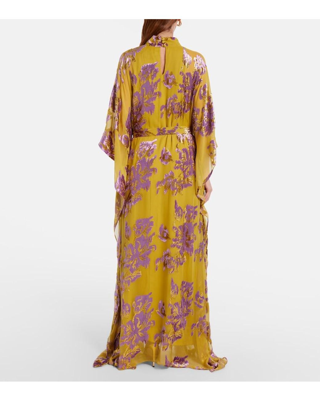 Taller Marmo Metallic Leonor Floral Fil Coupe Kaftan