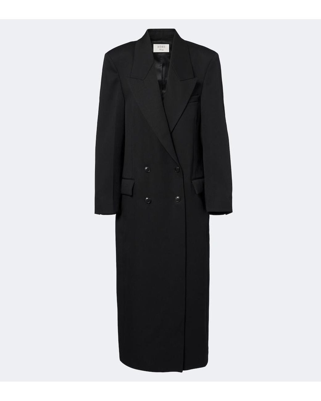 Rohe Black Double-Breasted Virgin Wool Coat