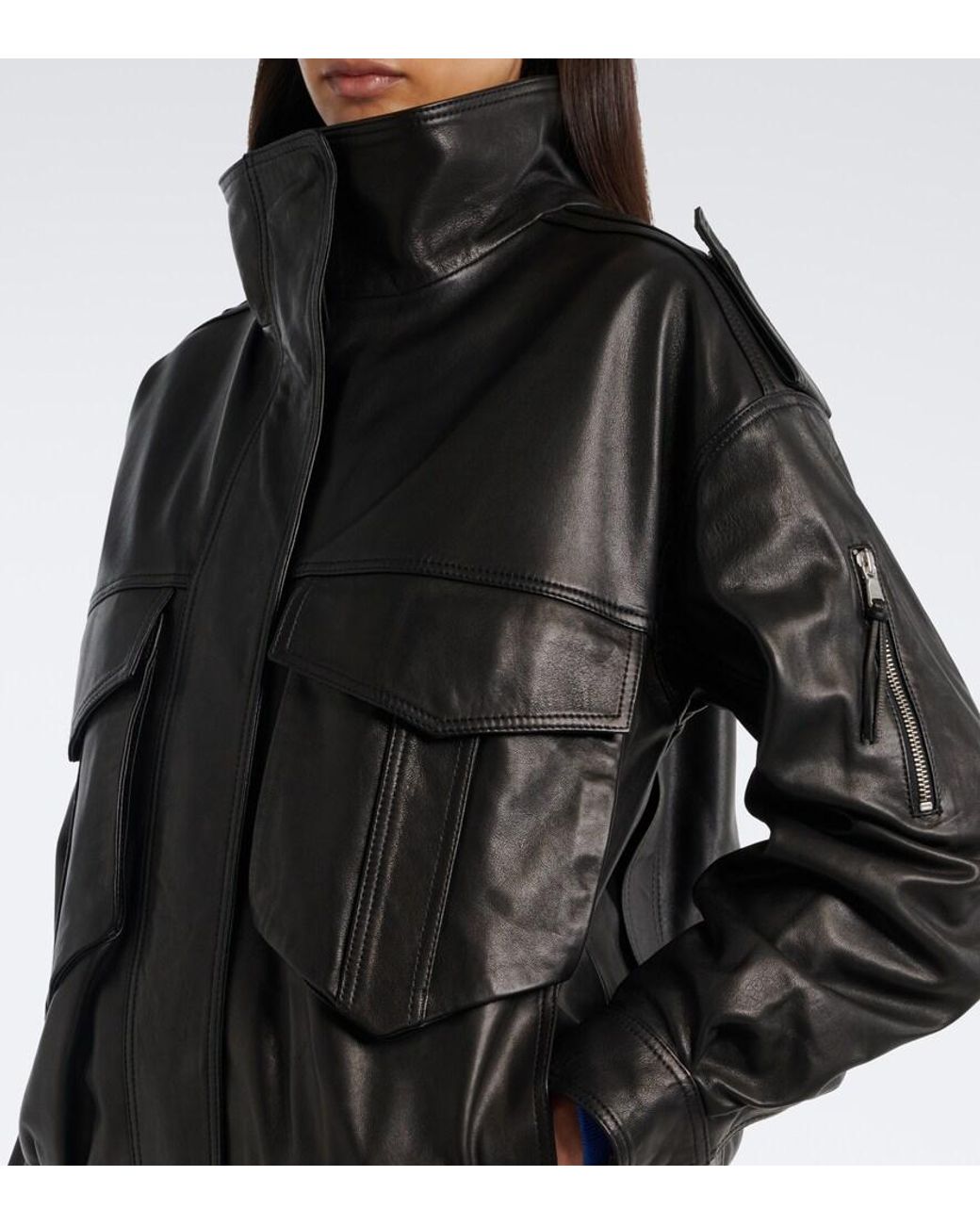 Frankie Shop Black Napa Leather Jacket