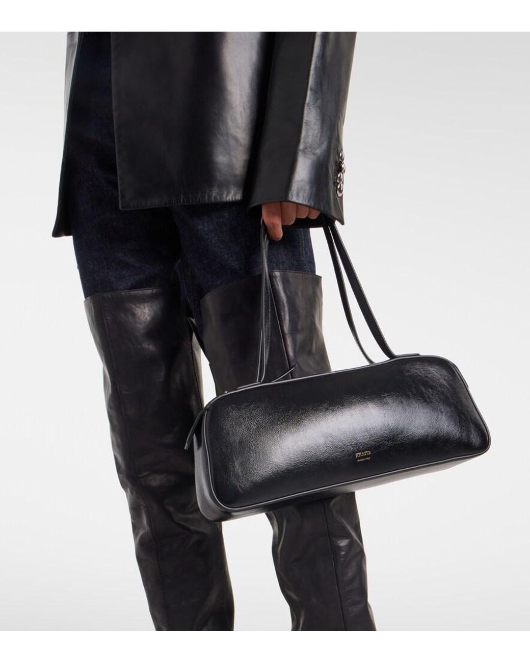 Khaite Black Simona Patent Leather Shoulder Bag
