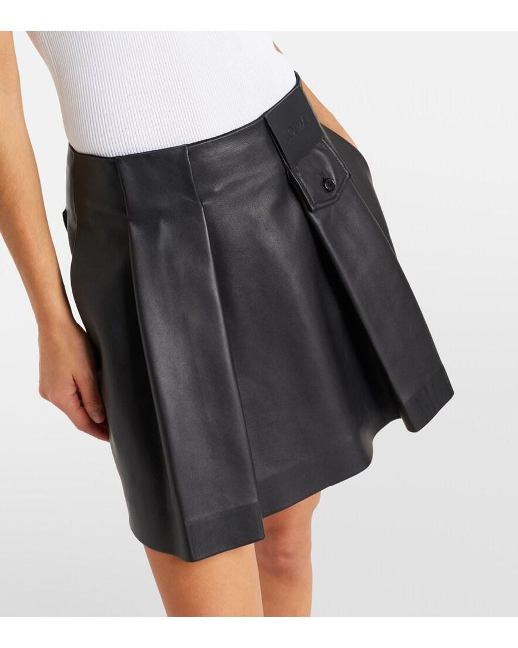 Loewe Black Pleated Leather Miniskirt