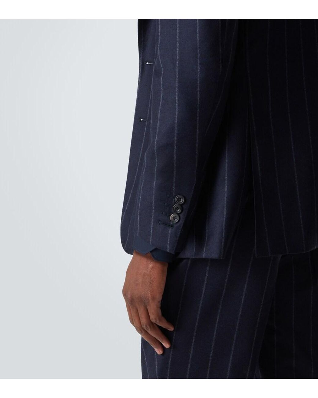 Thom Sweeney Blue Chalk Stripe Wool And Cashmere Suit for men