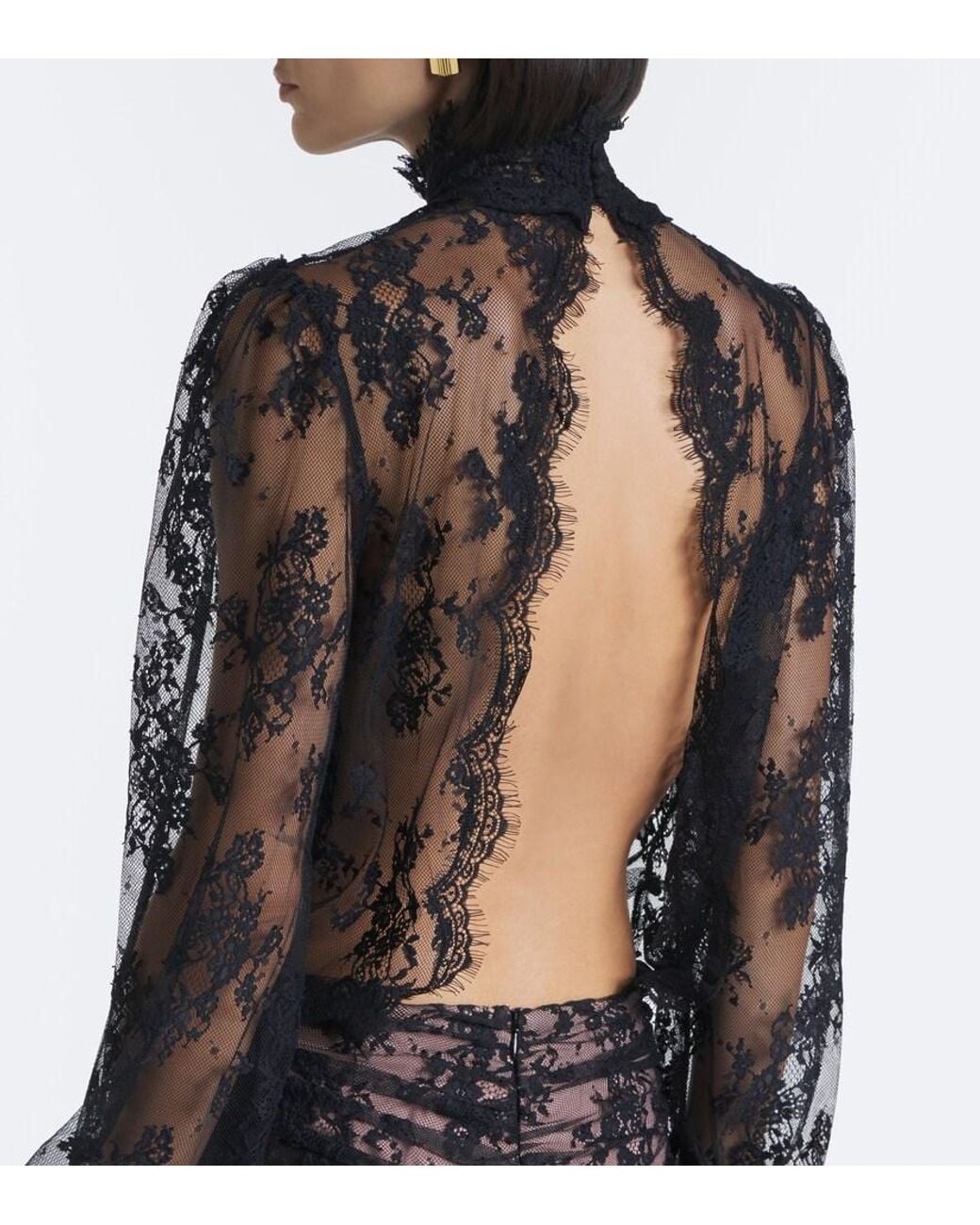 retroféte Black Ysolde Sheer Lace Minidress