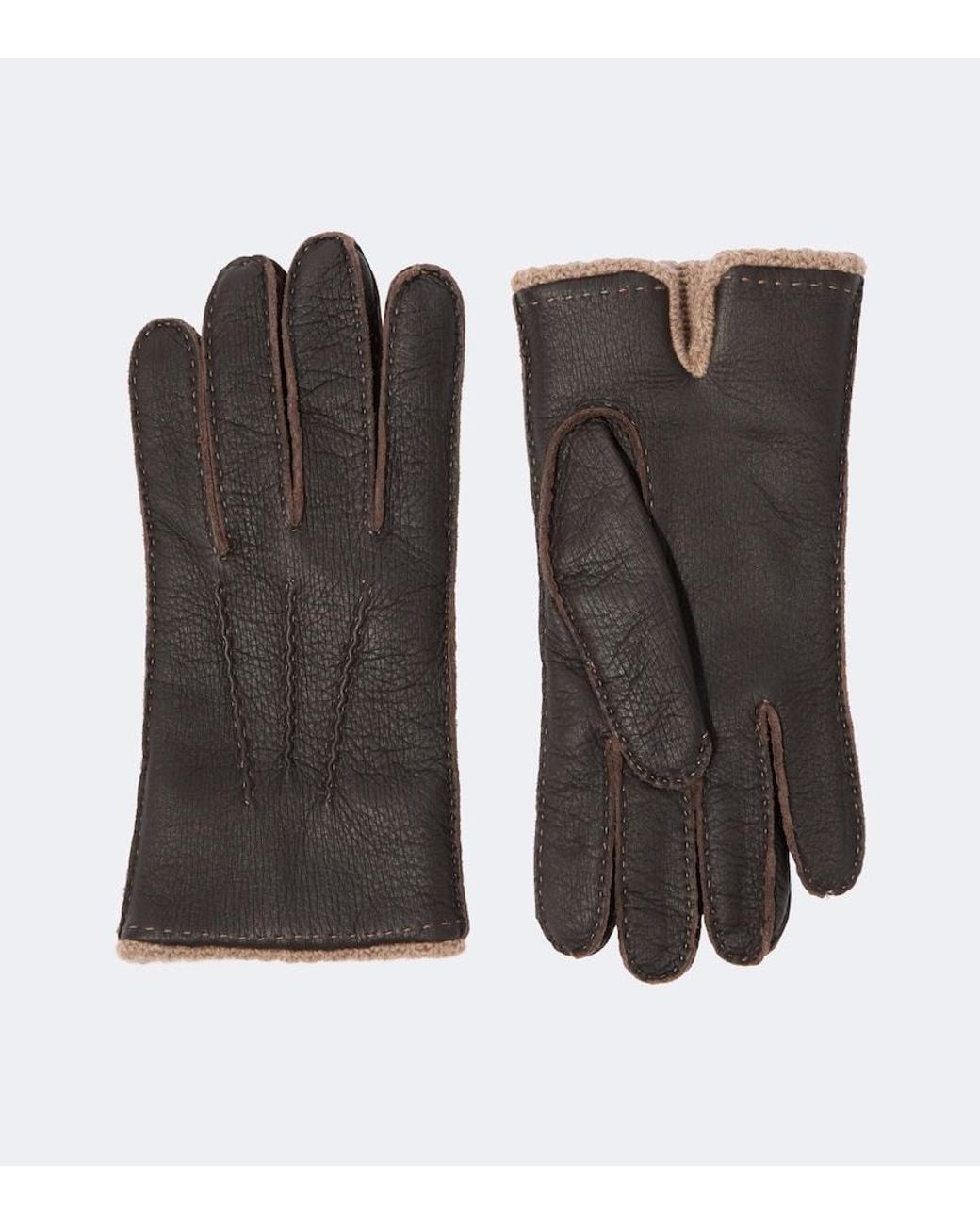 Thom Sweeney Black Leather And Cashmere Gloves for men