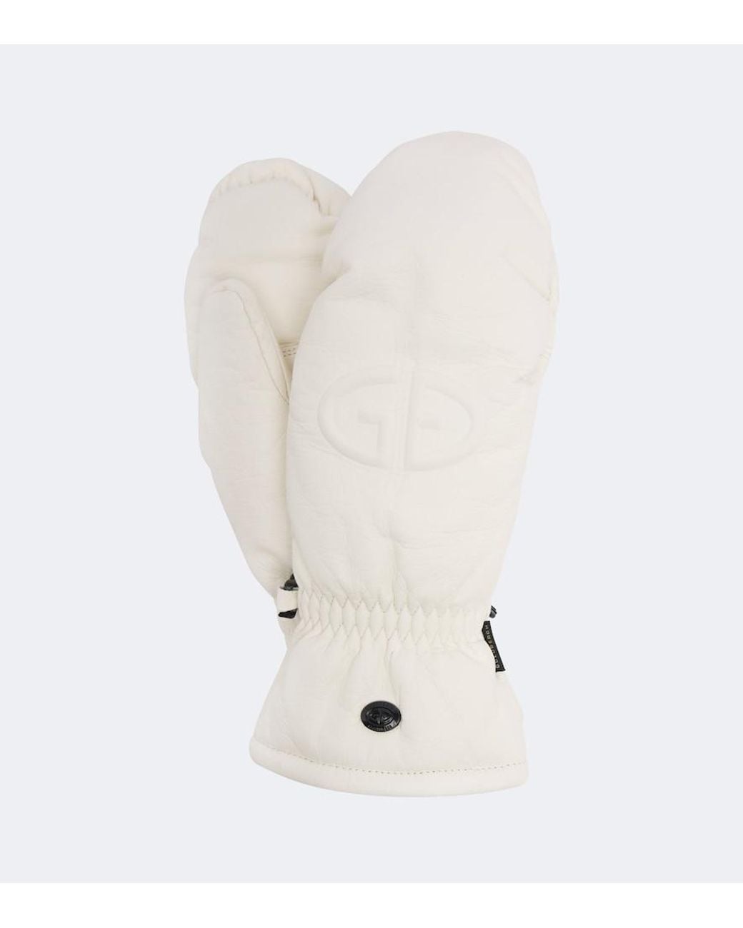 Goldbergh White Hilja Logo Leather Mittens