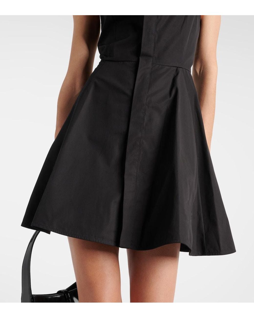 AMI Black Godet Cotton Poplin Shirt Dress