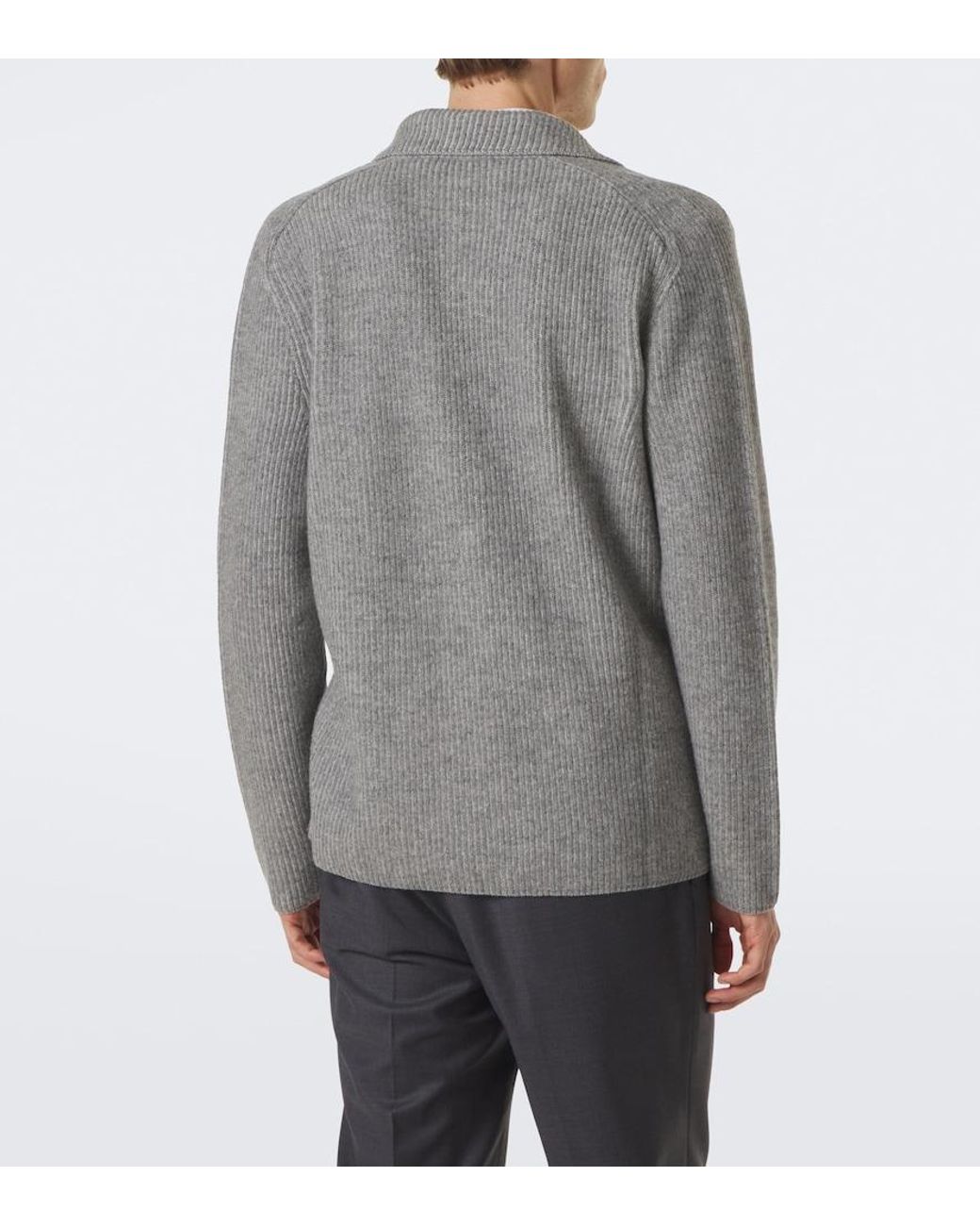 Slowear Gray Virgin Wool Cardigan for men