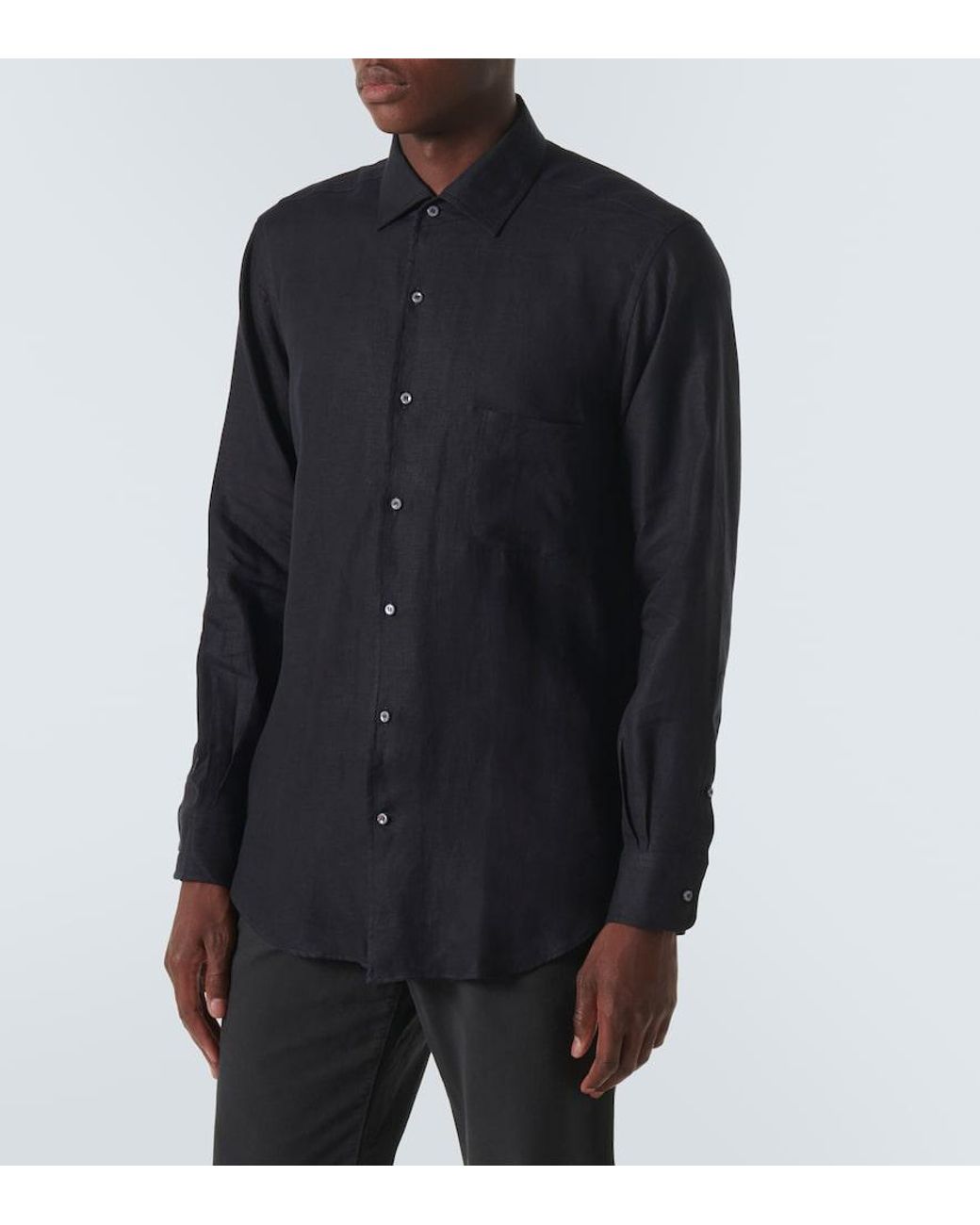 Loro Piana Blue Andre Linen Shirt for men